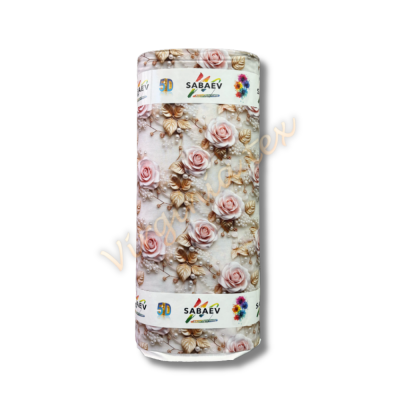 Material Satinat 5D pentru Lenjerii de Pat – Bumbac 100%, 240 cm Latime, 30 ml – Ideal pentru Constructia de Lenjerii de Pat si Decoruri Elegante flori roz